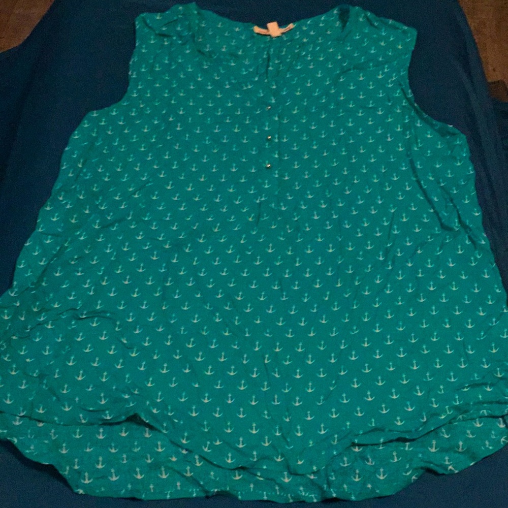 Teal Sleeveless Grand & Greene Anchor Top